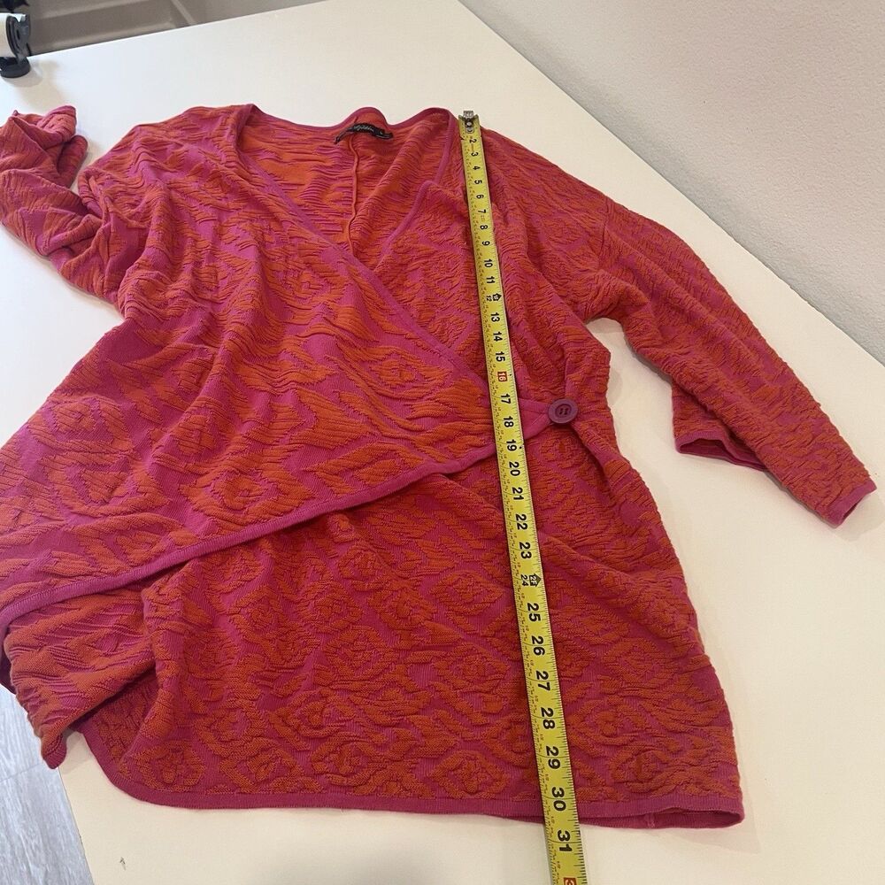 gudrun sjoden Wrap Blouse Cardigan Large Pink Asymmetrical Lagenlook Vibrant FF - Picture 9 of 9